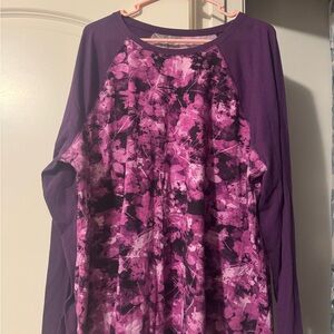 Tek Gear Purple Floral Long Sleeve Top